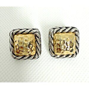 Two Tone Rope Edge Earrings Gold Plated Silver Bali Style John Hardy Inspired